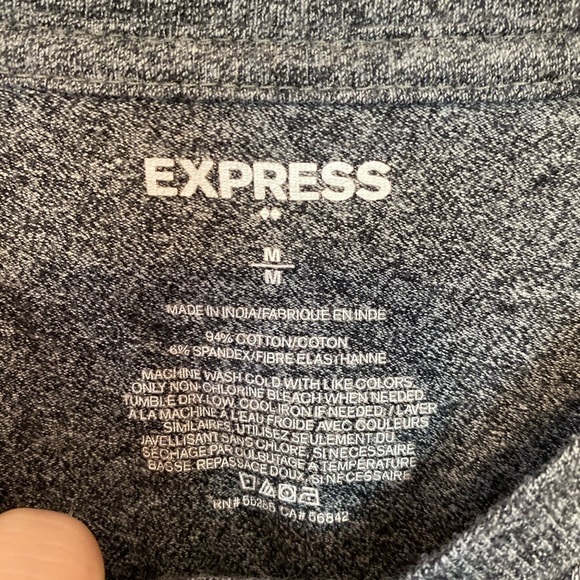 Express Mens V-Neck T-Shirt Size M Short Sleeve Casual Tee Heather Blue - Picture 3 of 5